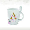 taza fallera personalizable con inicial floral