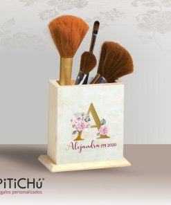 cubilete fallero para brochas de maquillaje personalizado con inicial