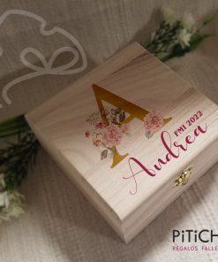 joyero personalizado con inicial floral