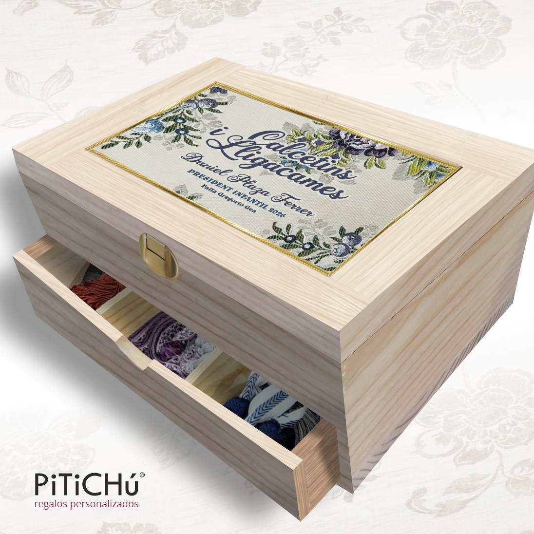 Caja para Calcetins i Lligacames con texto y escudo PERSONALIZABLE - Imagen 2