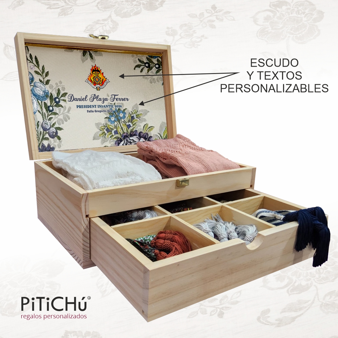 Caja para Calcetins i Lligacames con texto y escudo PERSONALIZABLE - Imagen 3