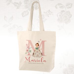 Bolsa fallera personalizable con inicial nombre y fallerita
