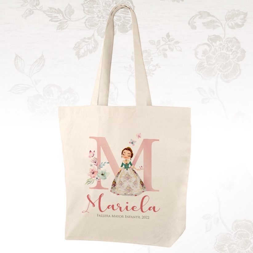 Bolsa fallera personalizable con inicial nombre y fallerita