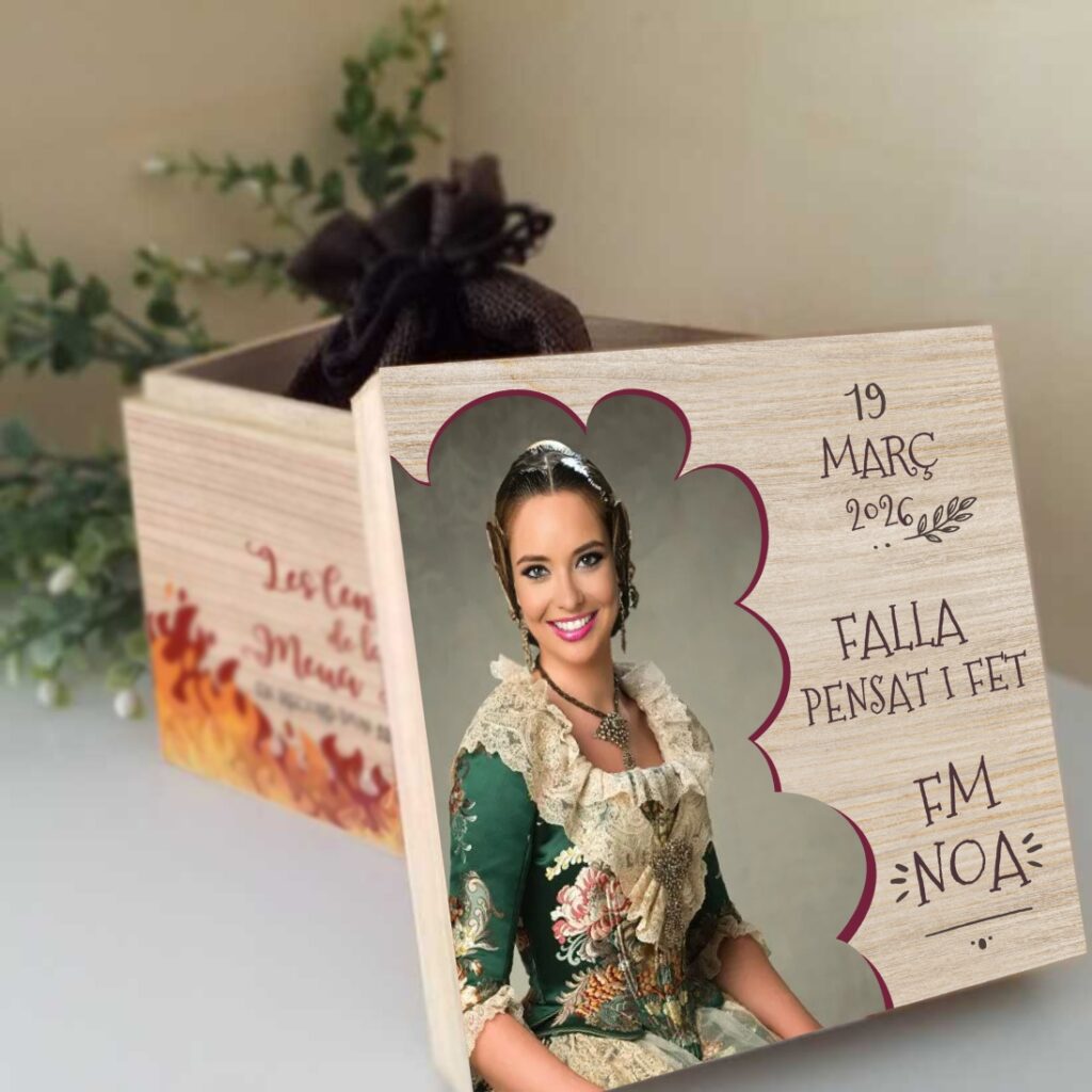 caja cenizas de la falla con foto