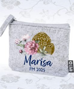 Monedero Fallero de fieltro personalizable clavel