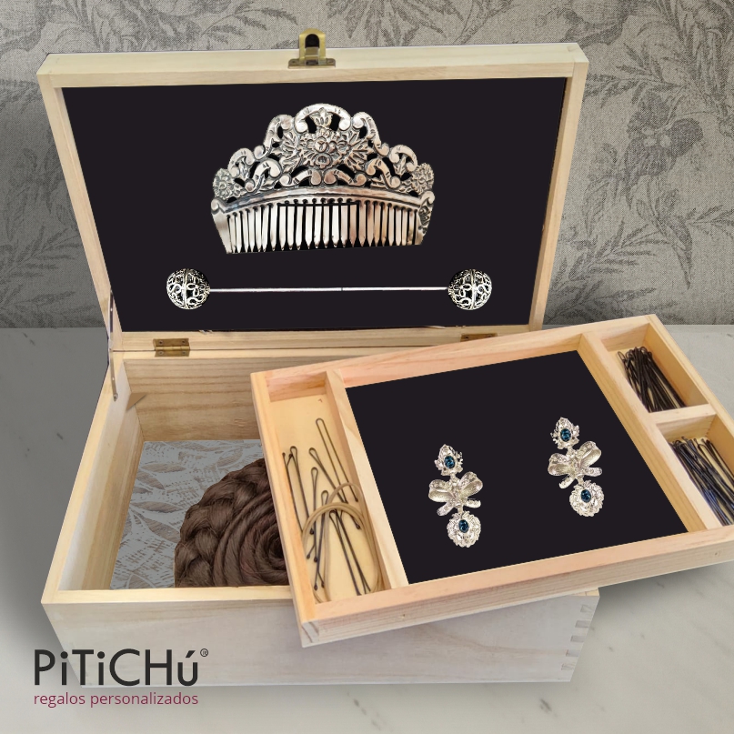 Caja para Peineta, Ganchos, Moño, Azahar... con Inicial Azahar PERSONALIZABLE - Imagen 3