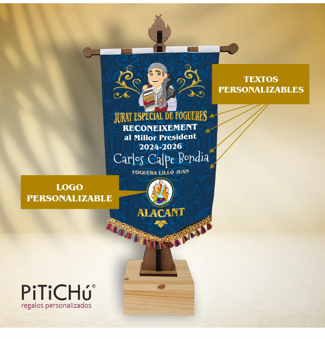 Trofeo estandarte PERSONALIZABLE con foguerer - Imagen 2