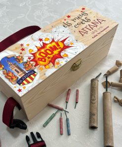 caja para petardos con el logo de tu falla