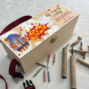 caja para petardos con el logo de tu falla