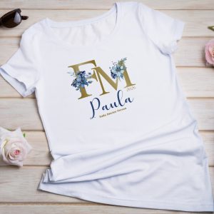 camiseta para fallera mayor flores azules