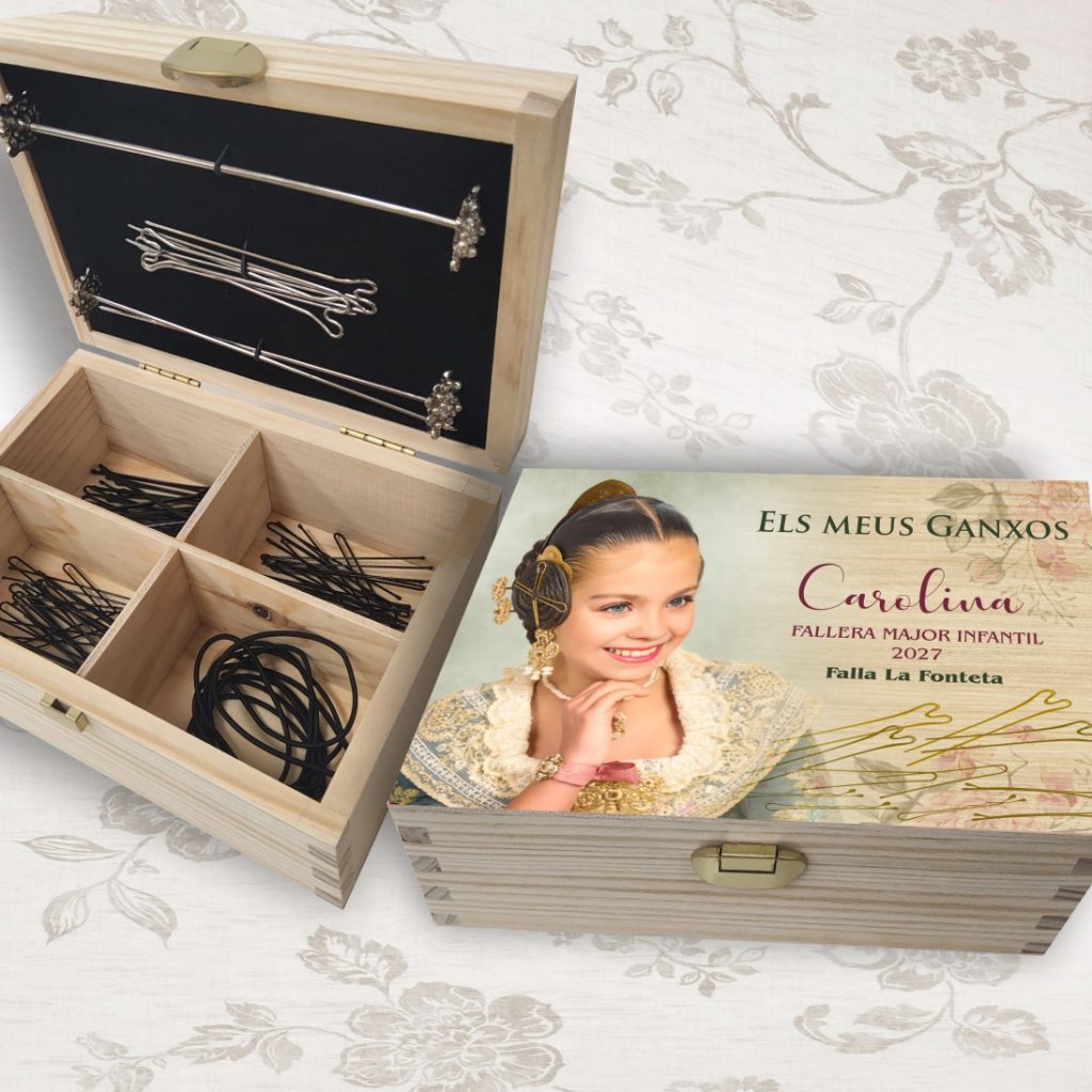 caja para ganchos con foto
