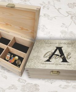 caja para insignias, pin