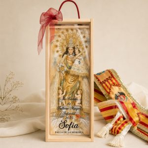 caja para banda de madera natural con virgen