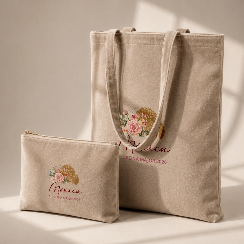 Set de bolsa y neceser de terciopelo