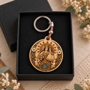 Llavero de la Virgen de los Desamparados en estuche de regalo