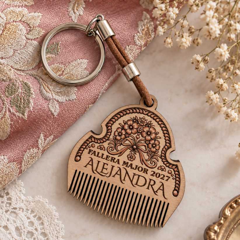 llavero peineta fallera personalizado