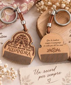 llavero peineta fallera con dedicatoria personalizada