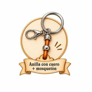 Anilla con Cordón de Cuero Natural + Mosquetón